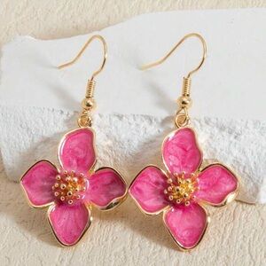 5/$25  Pink and Gold Flower Earrings